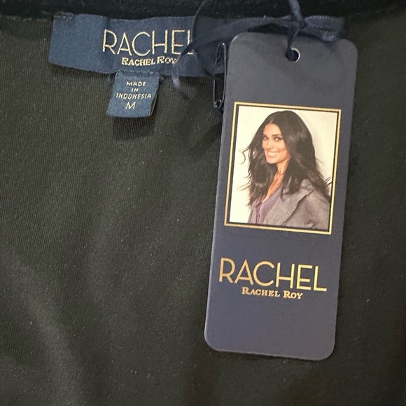 NWT Sexy Black Velvet Faux Wrap Blouse Med Whimsigoth Witchy Office Siren Corp - Picture 4 of 5